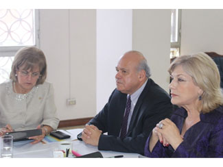 Orlando Aguirre Gomez, Julia Varela Araya y Zarella Villanueva Monge en reunión